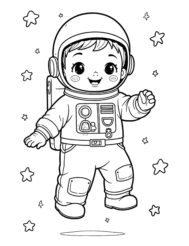 Astronaut with stars coloring page 2 Astronaut with stars coloring page 2