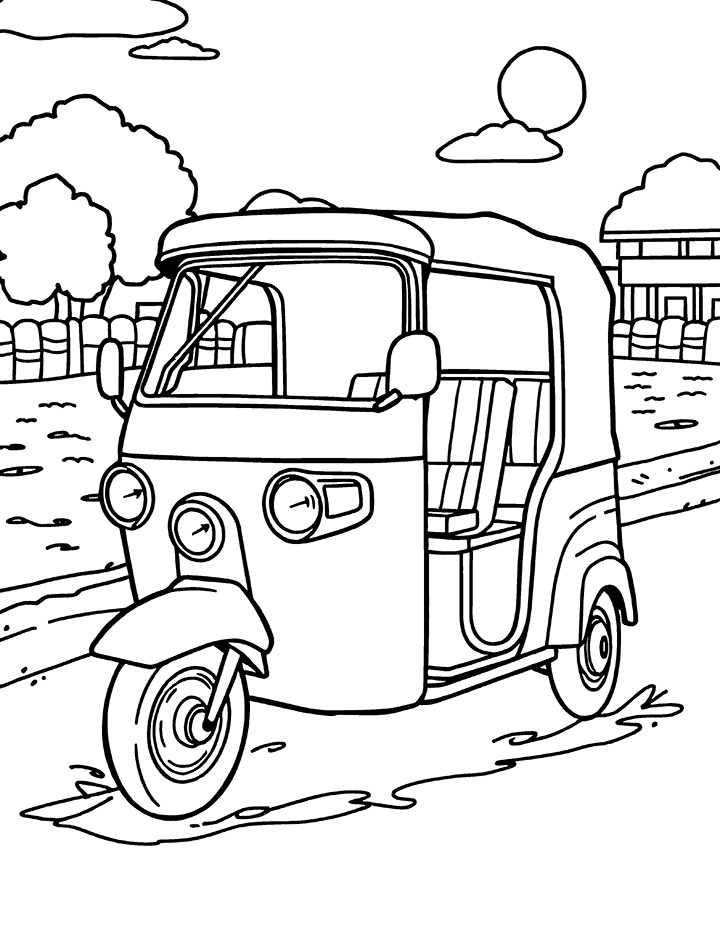 Auto rickshaw coloring page Auto rickshaw coloring page