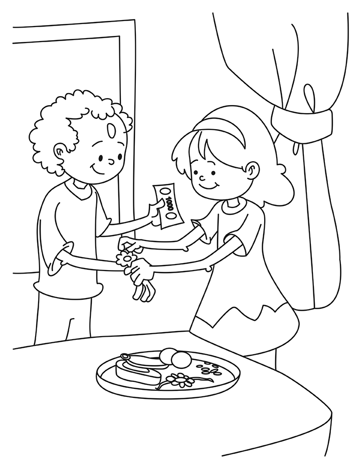 Brother giving a gift coloring page Brother giving a gift coloring page