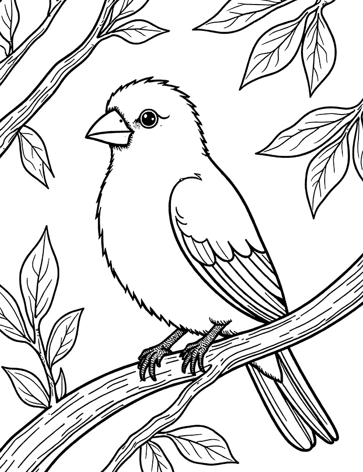 Canary in a tree coloring page Canary in a tree coloring page