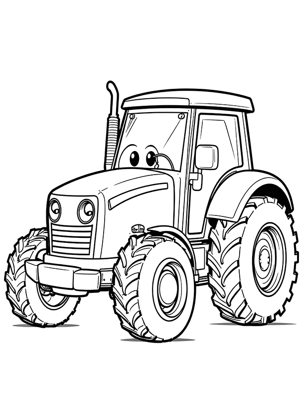 Cartoon tractor coloring page Cartoon tractor coloring page