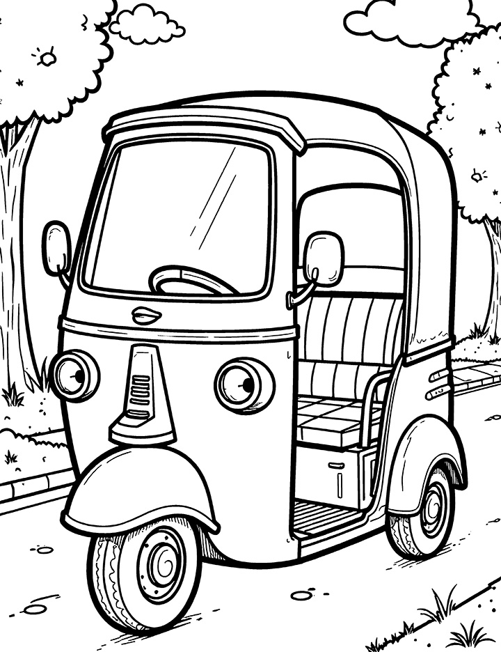 Cartoon Auto Rickshaw Coloring Page Cartoon Auto Rickshaw Coloring Page