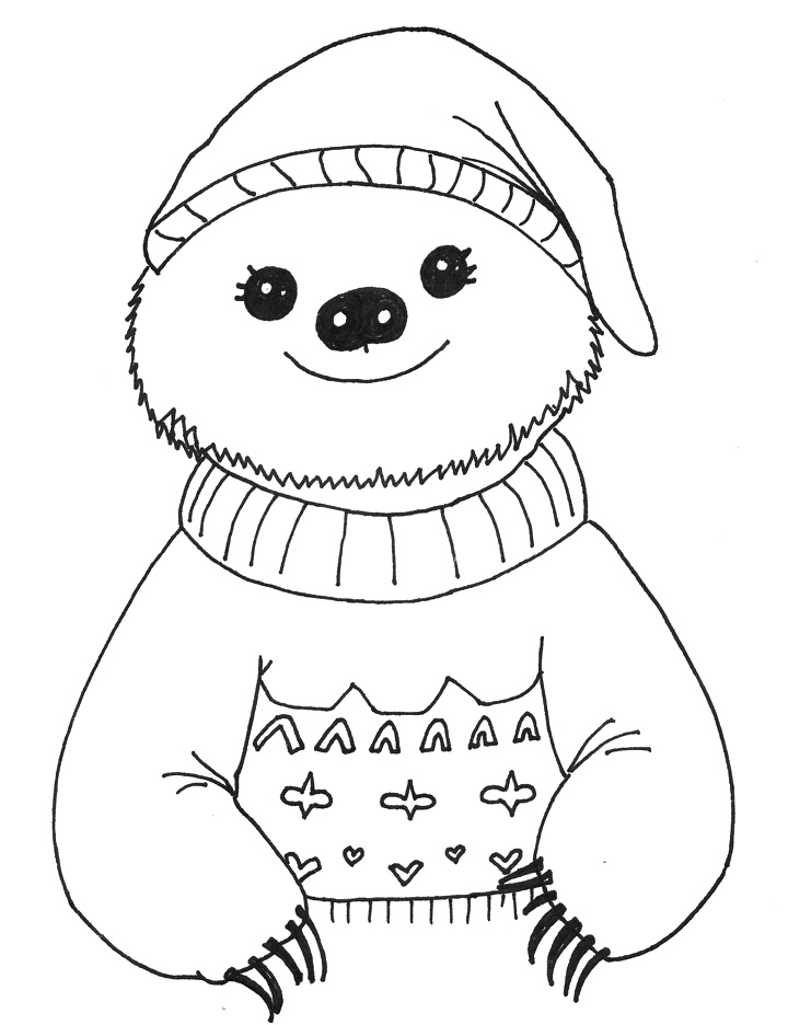 Christmas sloth coloring page Christmas sloth coloring page