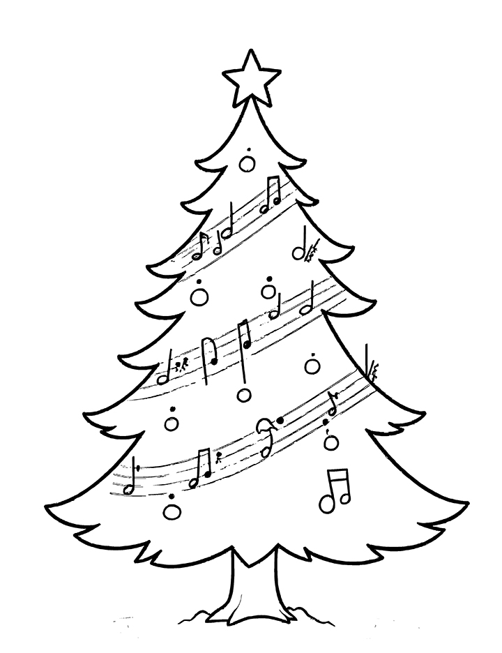 Christmas tree with music notes coloring page Christmas tree with music notes coloring page