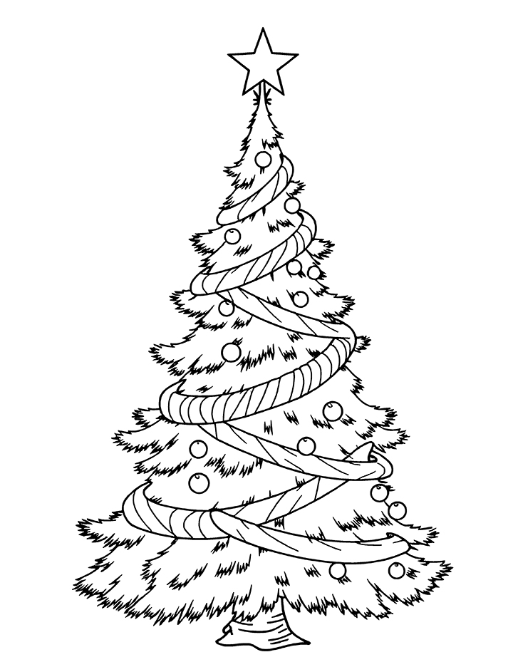 Christmas tree with garland coloring page Christmas tree with garland coloring page
