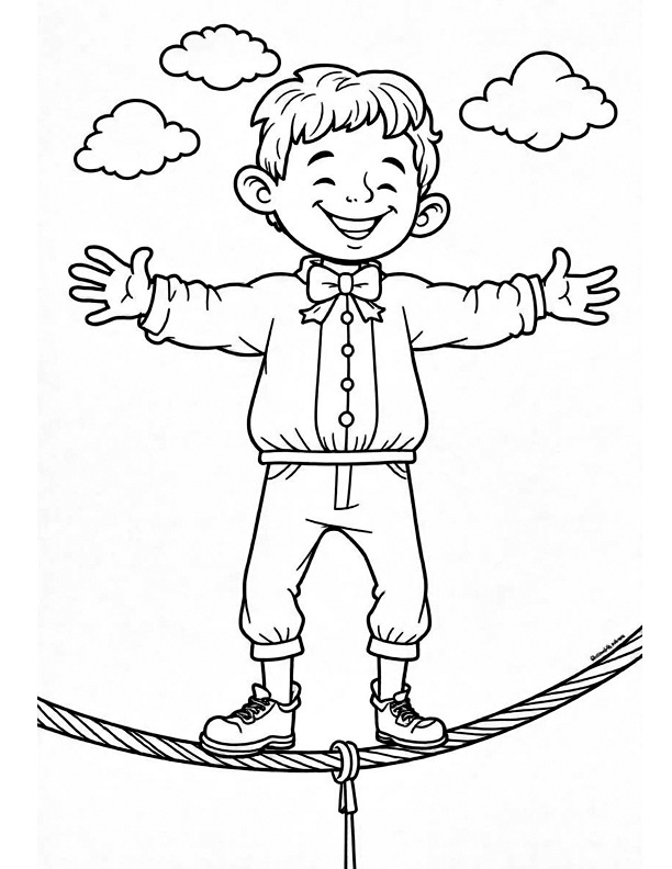 Circus tightrope walker coloring page Circus tightrope walker coloring page