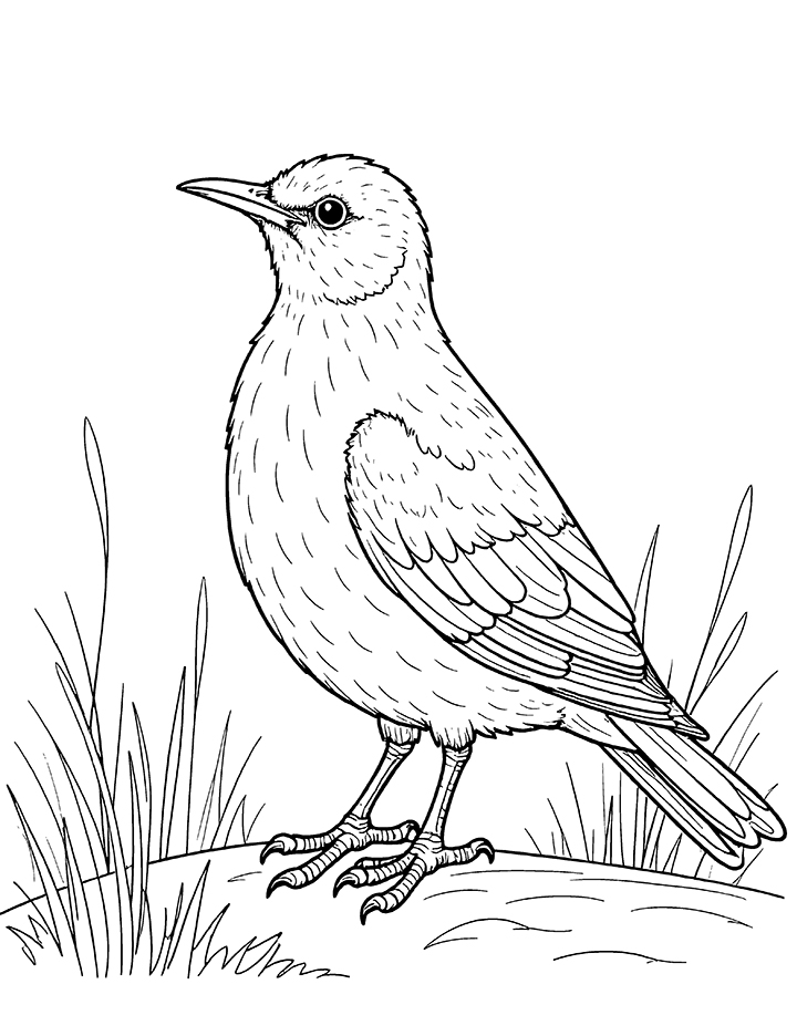 Common blackbird in folklore coloring page Common blackbird in folklore coloring page