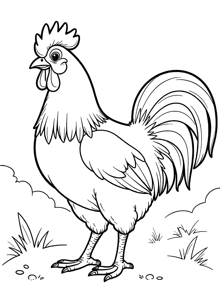 Cute rooster coloring page Cute rooster coloring page