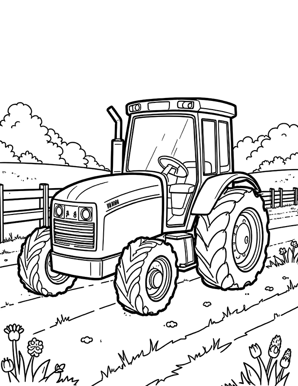 Farm scene tractor coloring page | Download Free Farm scene tractor ...