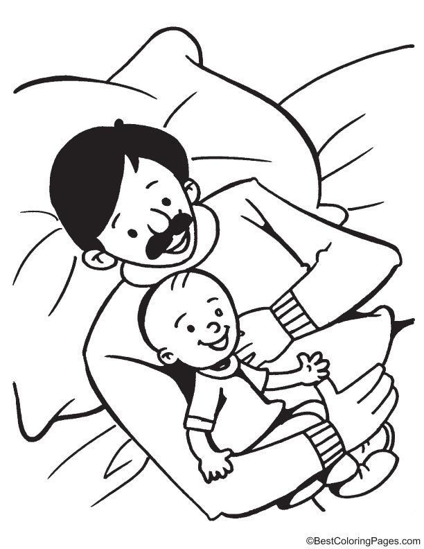 Going to sleep in the lap of father Going to sleep in the lap of father