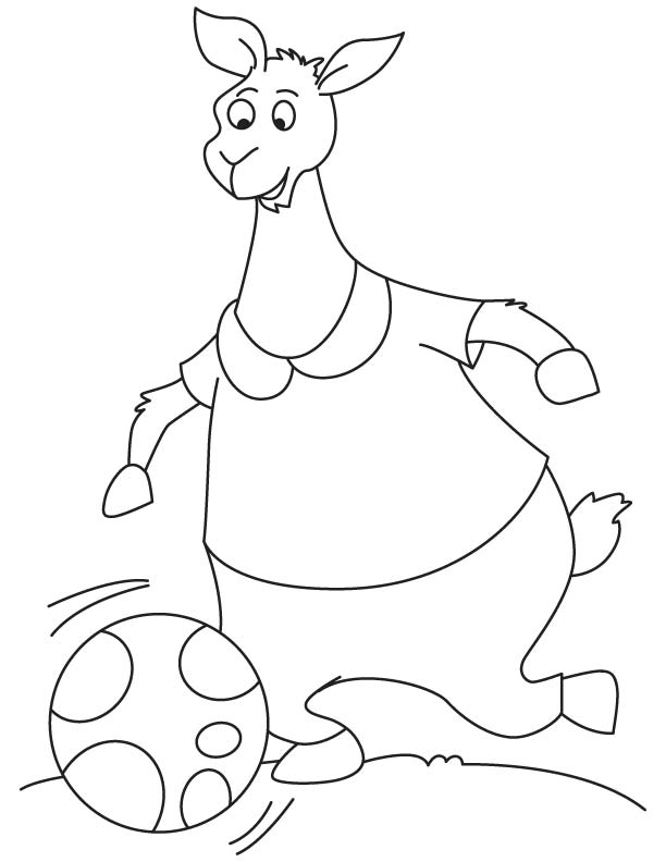 Llama playing football coloring page