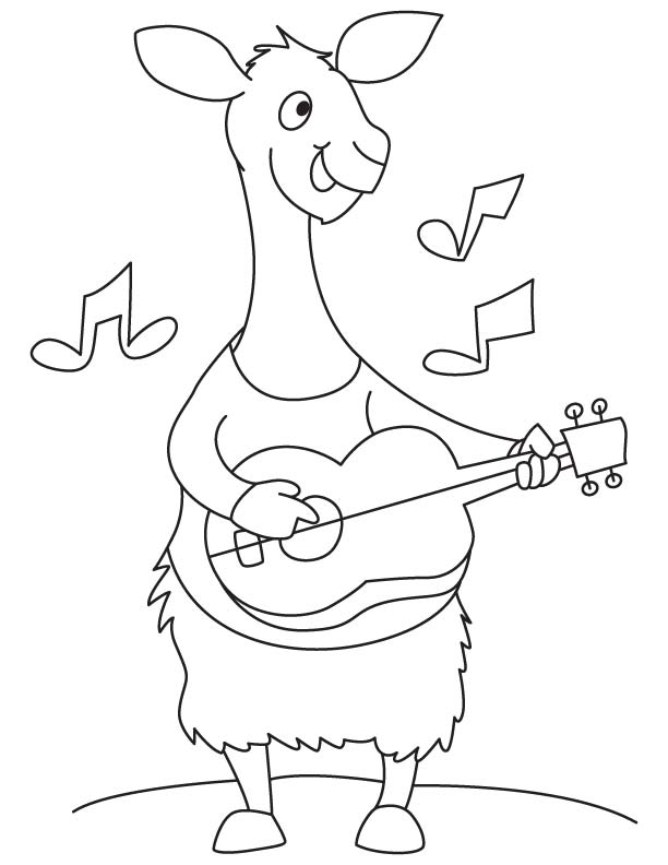 Llama playing guitar coloring page Llama playing guitar coloring page