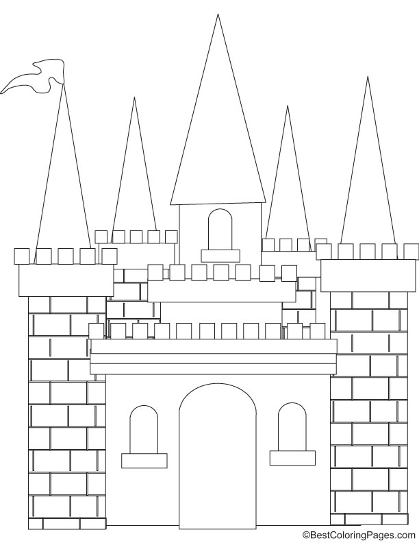Medieval castle coloring page Medieval castle coloring page