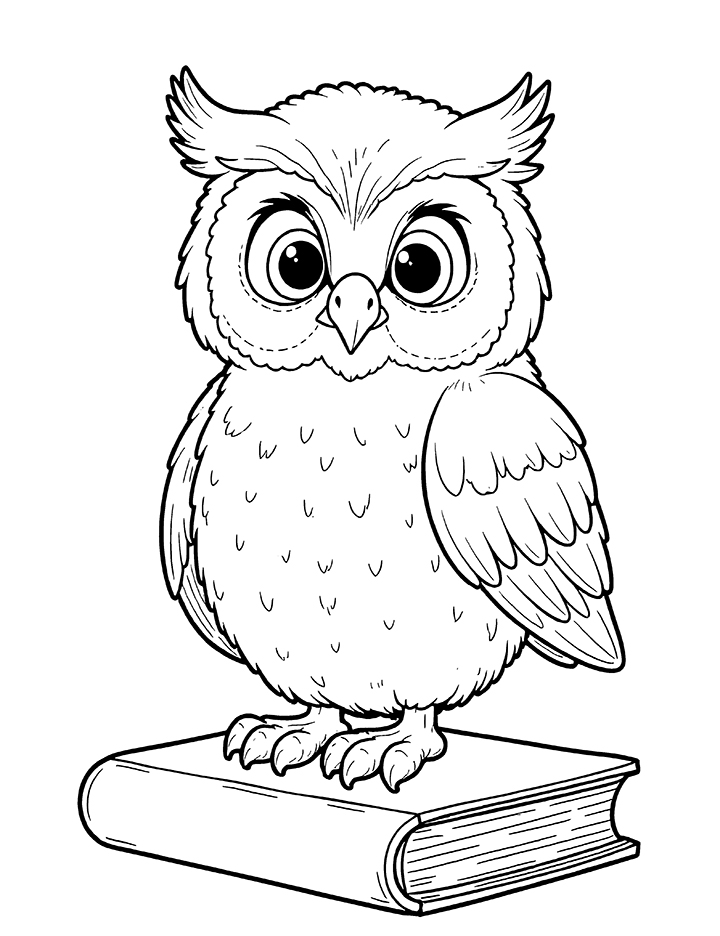 Owl perched on a book coloring page Owl perched on a book coloring page