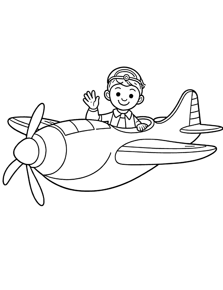 Pilot flying airplane coloring page Pilot flying airplane coloring page