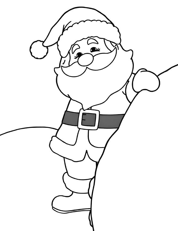 Santa behind the sack coloring page Santa behind the sack coloring page