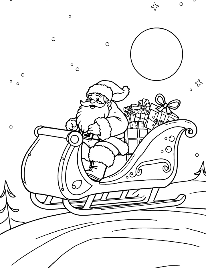 Santa carrying a sack of toys coloring page Santa carrying a sack of toys coloring page