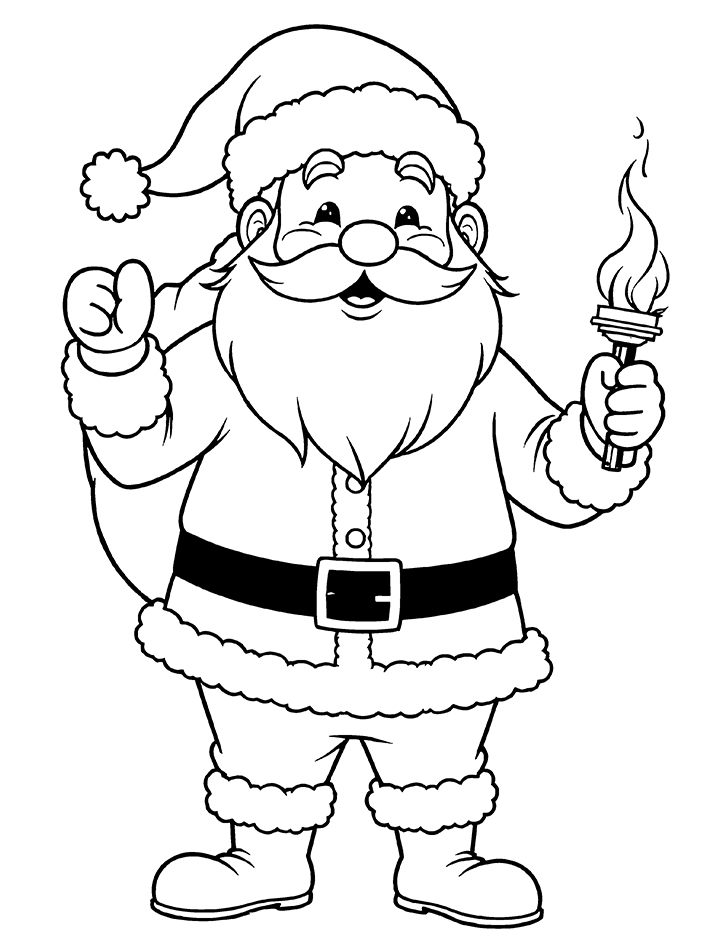 Santa with torch coloring page Santa with torch coloring page