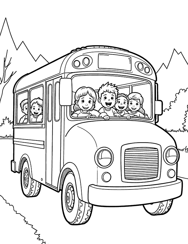 School bus on a field trip School bus on a field trip