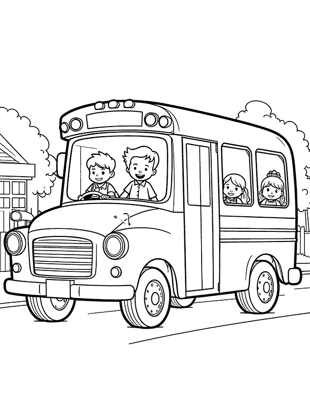 School bus with a map coloring page School bus with a map coloring page