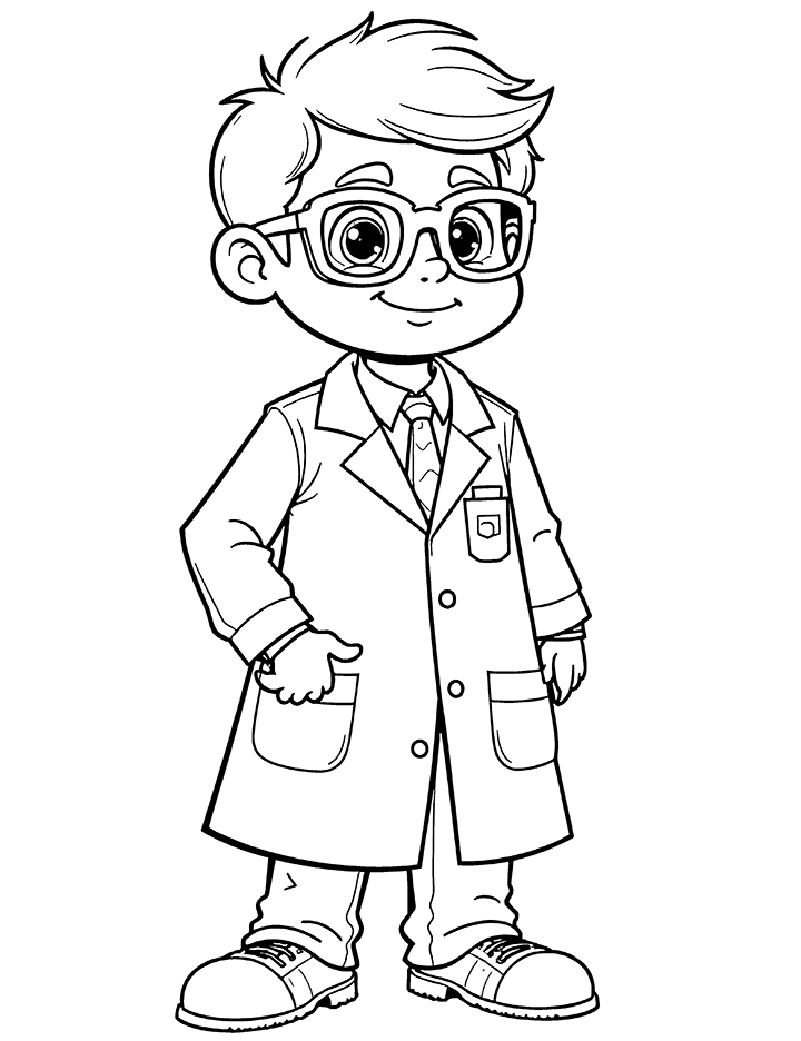 Scientist in lab coat coloring page Scientist in lab coat coloring page