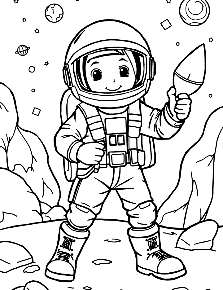 Space explorer coloring page 2 Space explorer coloring page 2
