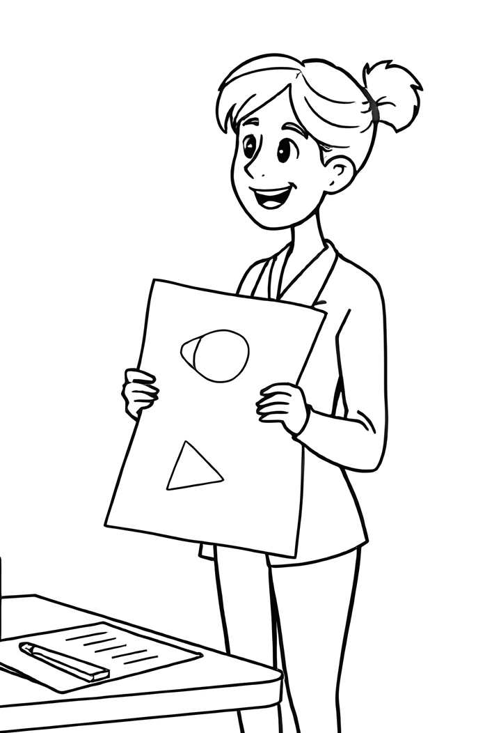 Teacher giving instruction coloring page Teacher giving instruction coloring page
