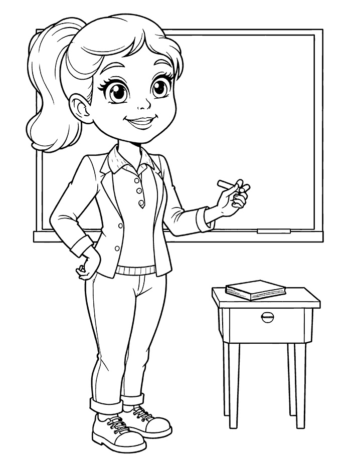 Teacher in classroom coloring page Teacher in classroom coloring page