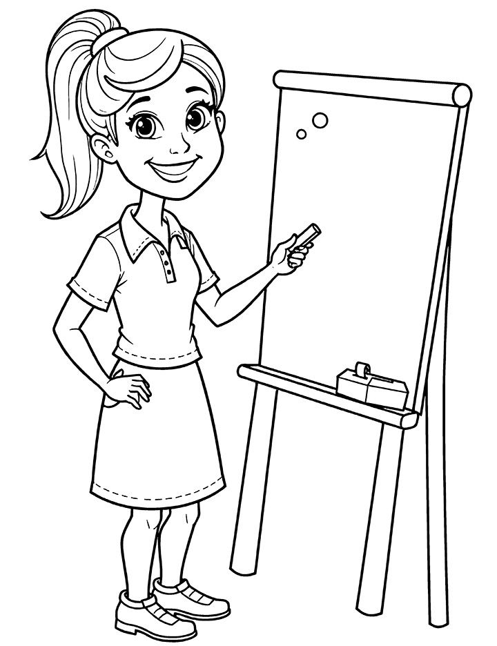 Teacher with blackboard coloring page Teacher with blackboard coloring page