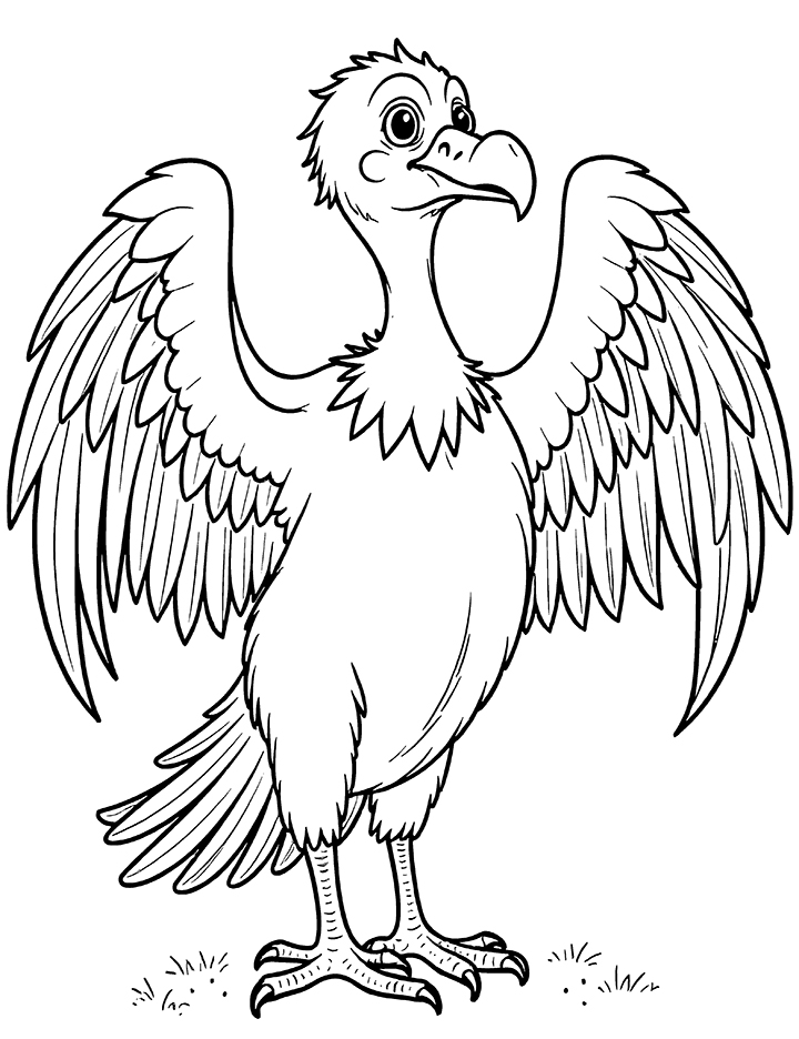 Vulture with open wings coloring page Vulture with open wings coloring page