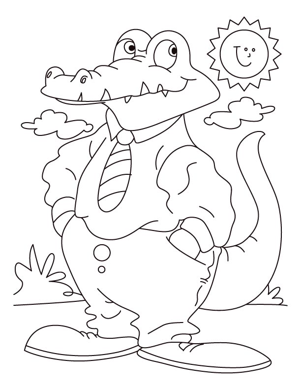 Alligator on a SUN date coloring pages Alligator on a SUN date coloring pages