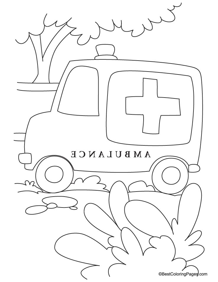 Ambulance in jungle coloring page Ambulance in jungle coloring page