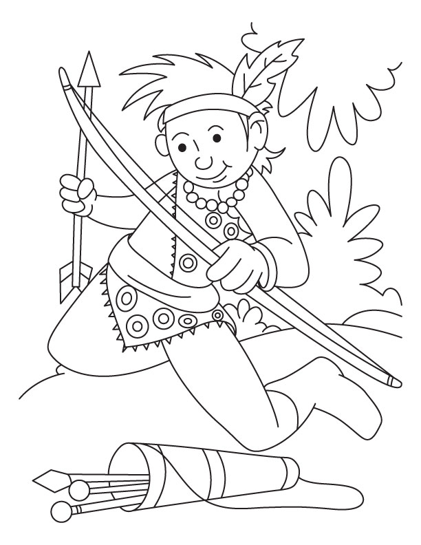 Man collecting arrow coloring page Man collecting arrow coloring page
