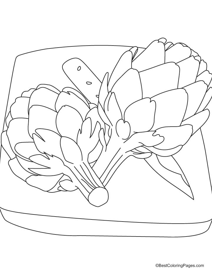 Artichoke on cutting board coloring pages Artichoke on cutting board coloring pages