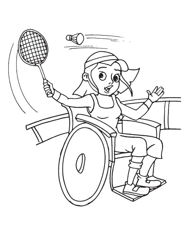 Badminton on wheelchair coloring page Badminton on wheelchair coloring page