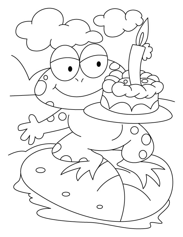 A frog with cake coloring pages A frog with cake coloring pages