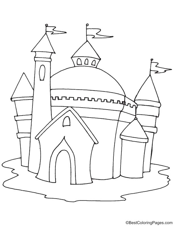 Castle in water coloring page Castle in water coloring page