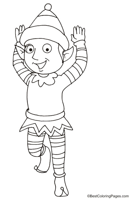 Christmas elf dancing coloring page Christmas elf dancing coloring page