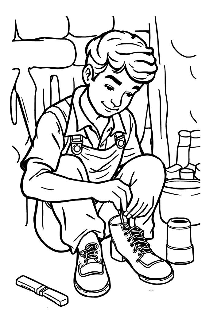 Cobbler mending shoes coloring page Cobbler mending shoes coloring page