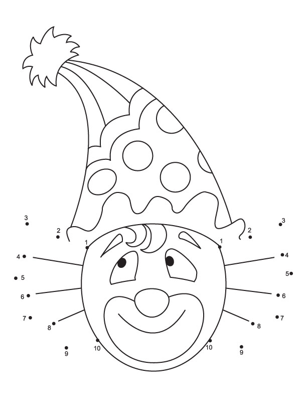 Connect the dots clown from 1 to 10 Connect the dots clown from 1 to 10