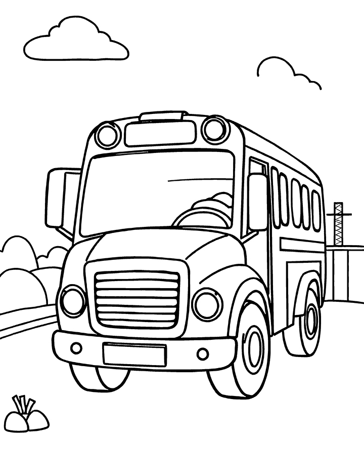 Construction site bus coloring page Construction site bus coloring page