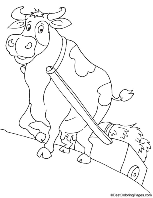 Cow cart coloring page