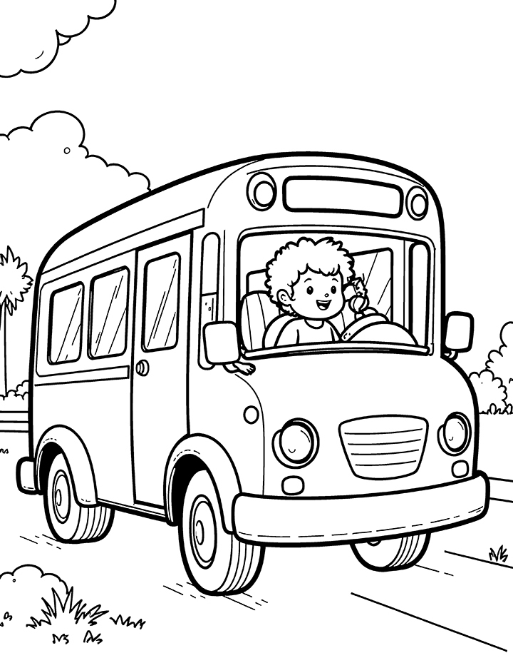 Family trip bus coloring page Family trip bus coloring page