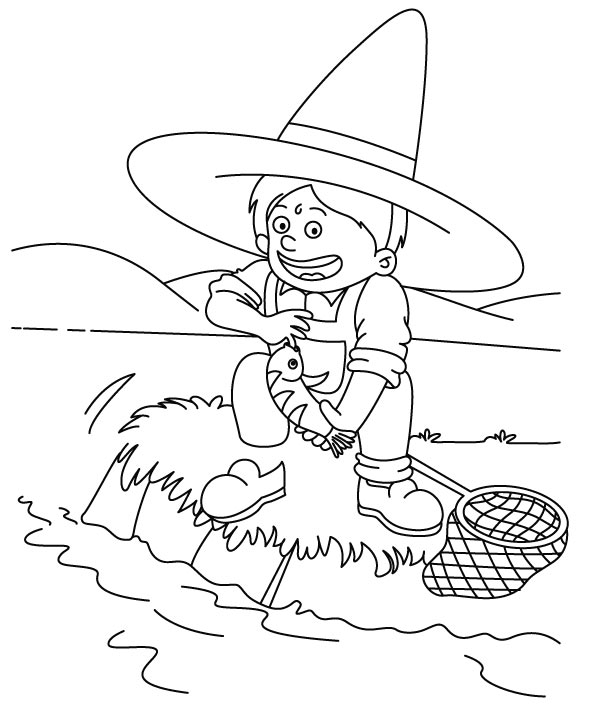 Been bitten by fish coloring page Been bitten by fish coloring page