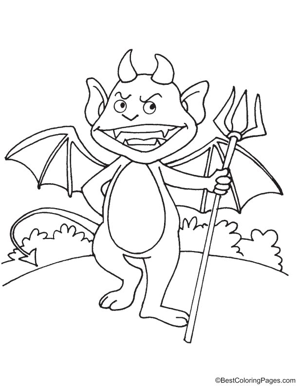 Funny devil monster coloring page Funny devil monster coloring page