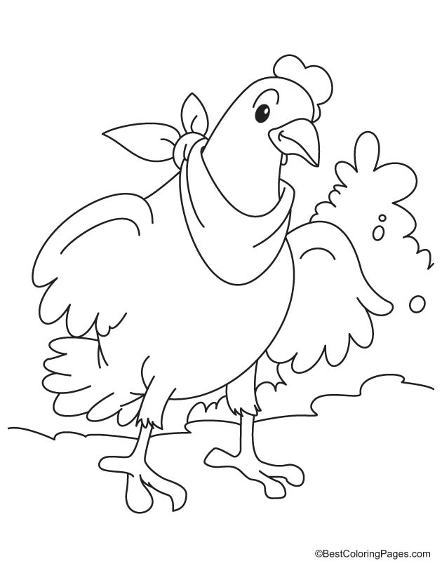 Hen looking for food coloring page Hen looking for food coloring page