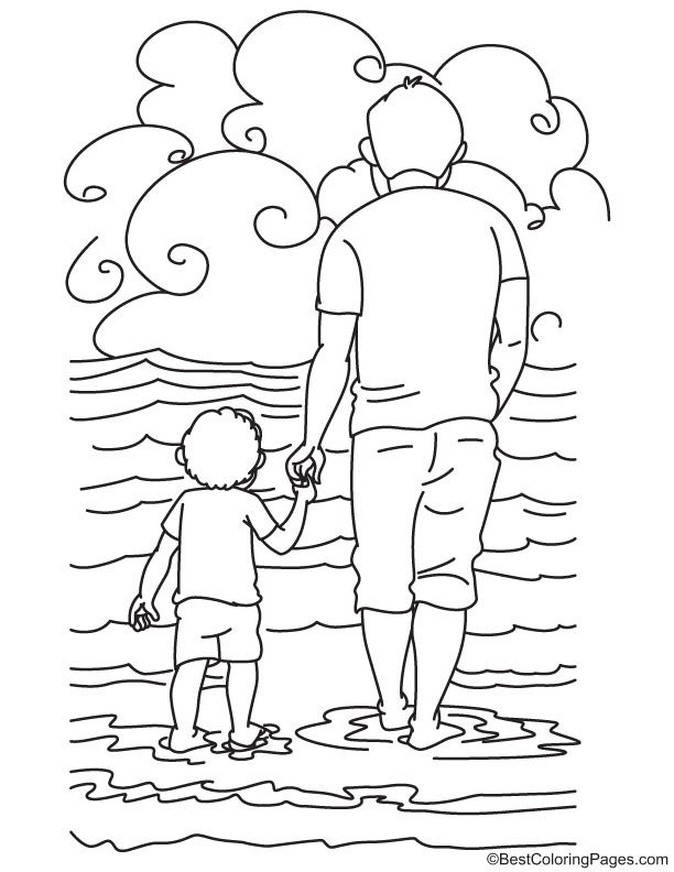 Holding fathers hand coloring page Holding fathers hand coloring page