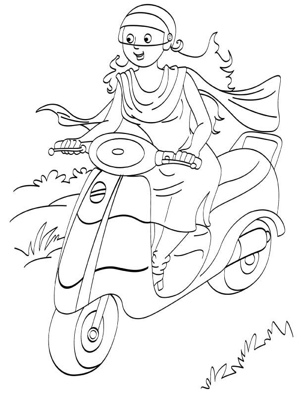 Lady driving scooty on womens day Lady driving scooty on womens day