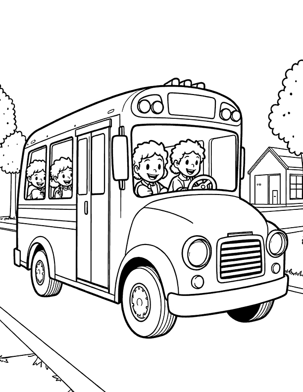 Left drive school bus coloring page Left drive school bus coloring page
