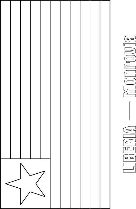 Liberia Flag Coloring Page Liberia Flag Coloring Page